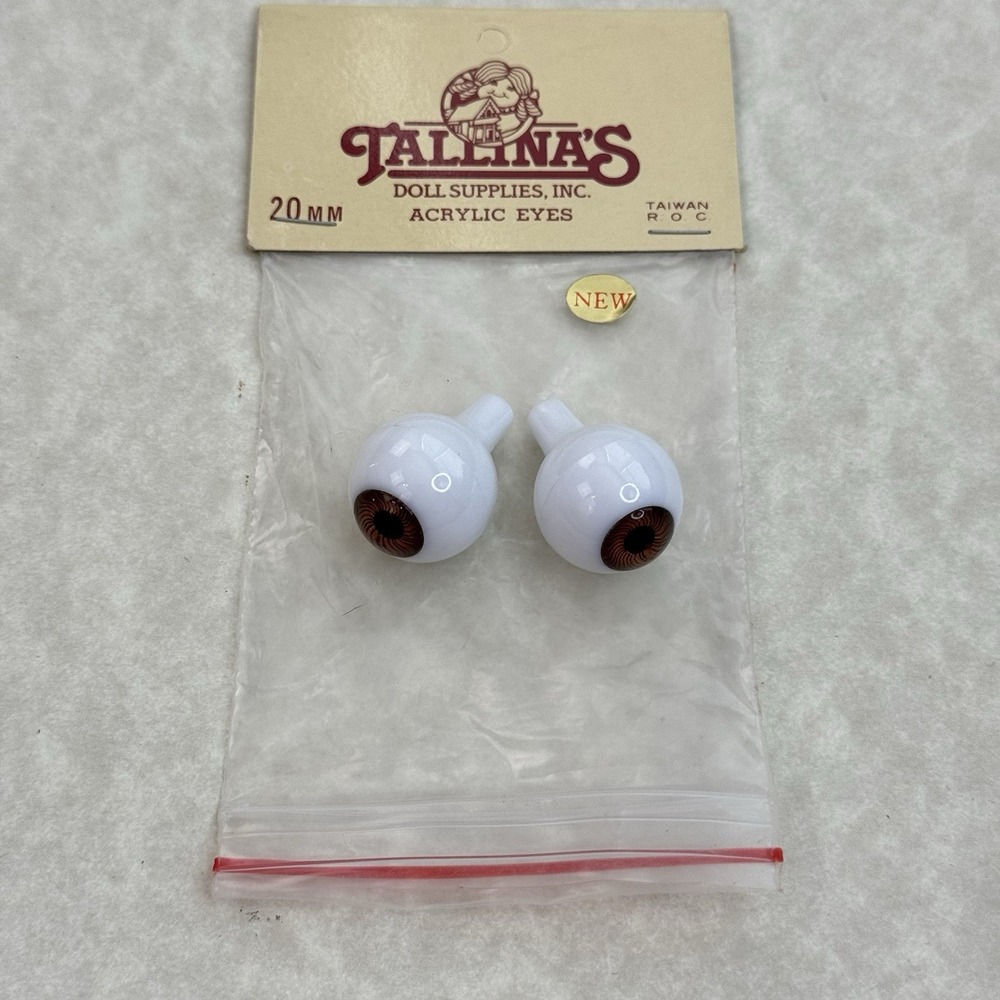 Tallinas Doll Eyes 20mm  Acrylic Brown Iris - White Sclera New Doll Supplies